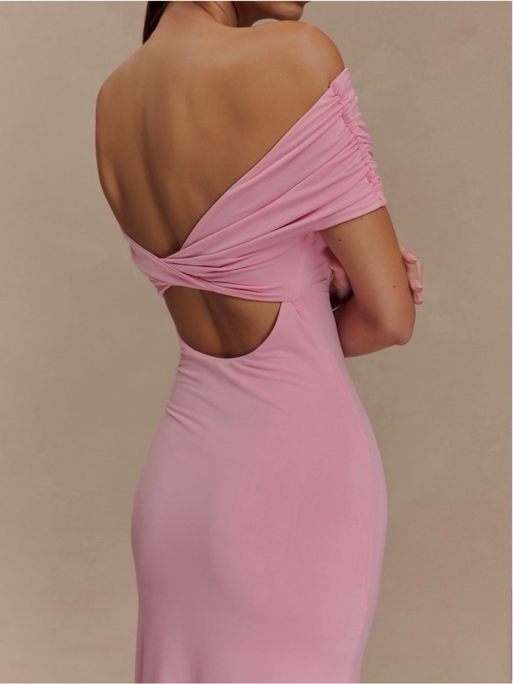Meshki Imogen Off Shoulder Dress - Candy Pink - M - Picture 3 of 4